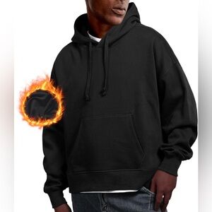 BRISIRA Mens Hoodies Cropped Hoodie Men Warm Winter Fleece Lined Pullover